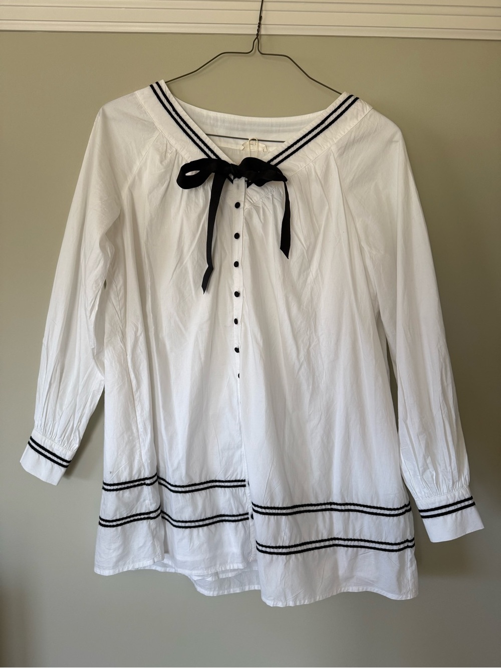 For Love And Lemons White Mini Sailor Dress with Black Trim - Picture 2 of 4